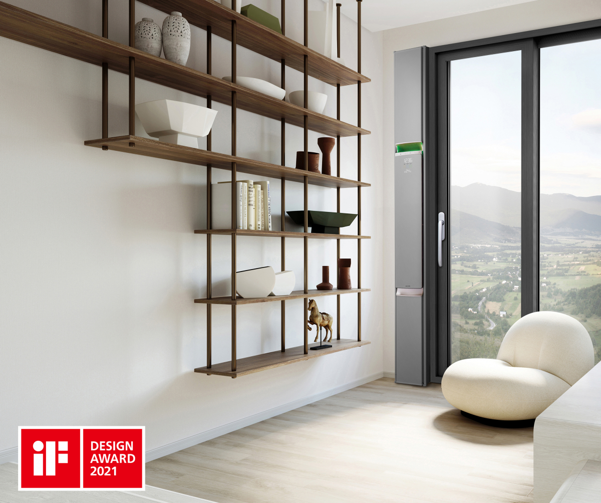 ▲'2021 iF 디자인 어워드'에서 '제품 - 빌딩 테크놀로지부문 본상'을 받은 LG하우시스의 실내 공기질 관리 솔루션 제품 'LG지인 자동환기' (사진제공=LG하우시스)