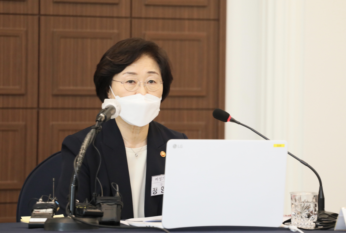 ▲정영애 여성가족부 장관이 14일 오후 서울 중구 프레스센터에서 출입기자 간담회를 하고 있다. (사진=여성가족부)