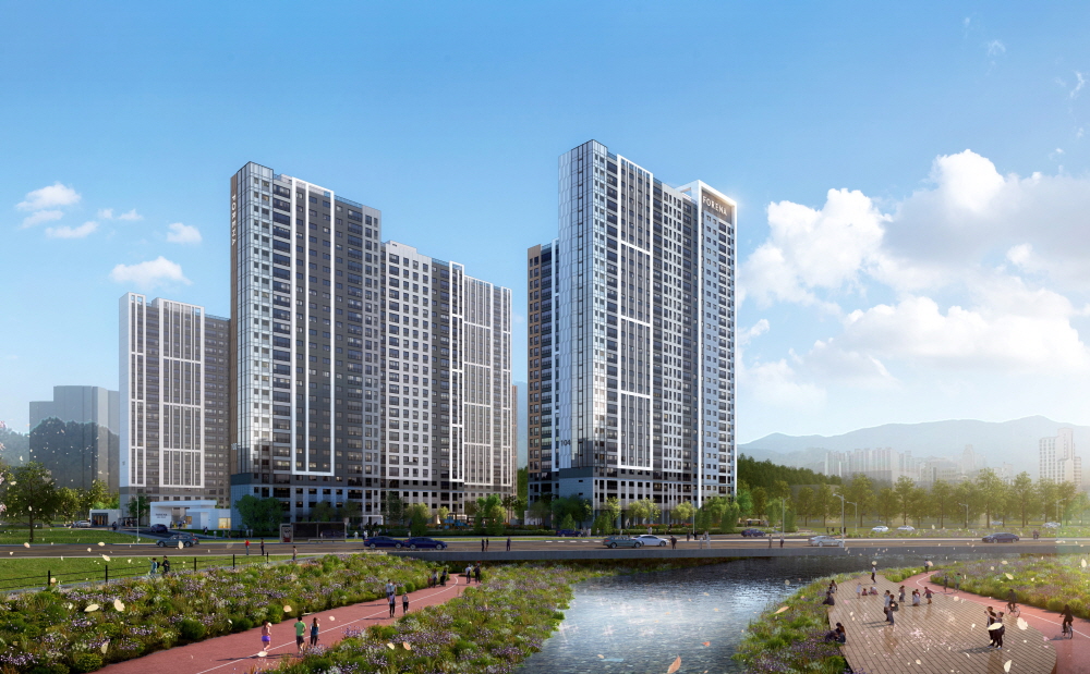 ▲'한화 포레나 천안신부' 아파트 투시도. (자료제공=한화건설)