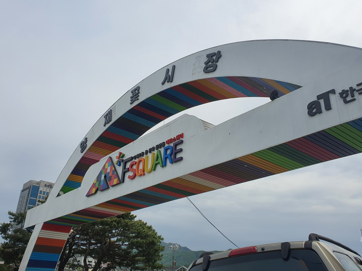 ▲양재동 꽃시장(화훼공판장) 입구.  (이다원 기자 leedw@)