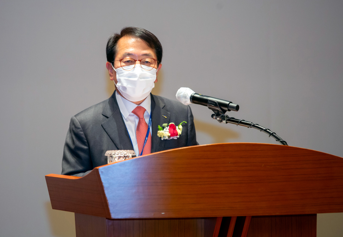 ▲26일 취임사를 하고 있는 박형덕 한국서부발전 사장. (사진제공=한국서부발전)