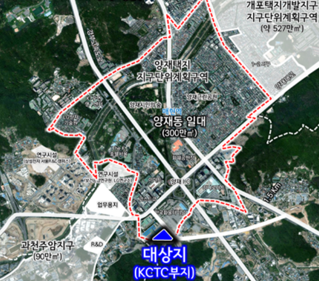 ▲서울 서초구 양재동 KCTC 부지 위치도.  (자료제공=서울시)