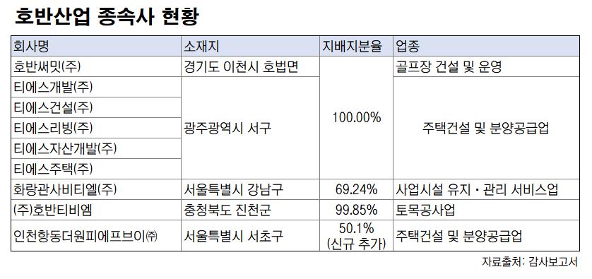 ▲2020년 말 기준 호반산업 종속사 현황.  (출처=금융감독원 전자공시시스템)