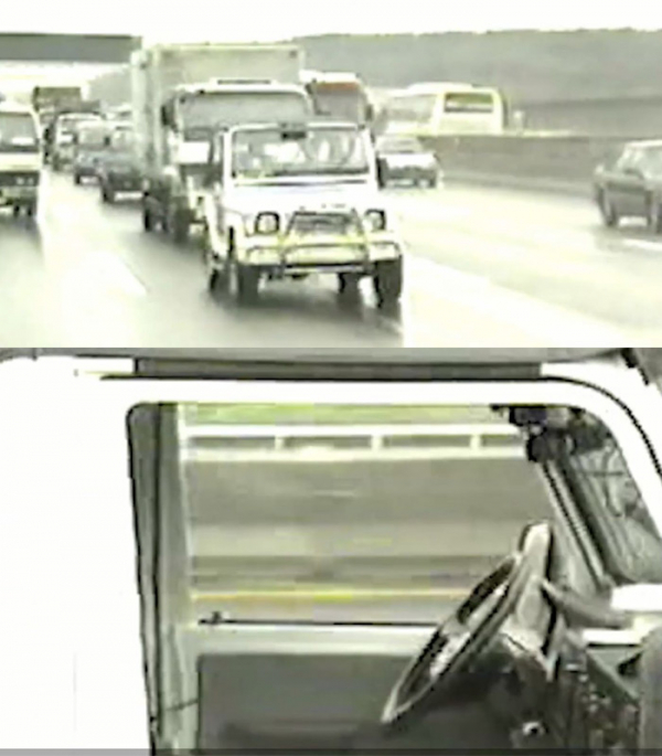 ▲1995년 8월에 한민홍 교수가 자율주행 레벨2 수준의 자동차로 시속 100km 속도를 내며 경부고속도로를 사람 도움없이 운행했다. 당시 KBS 9시뉴스가 이 내용을 보도했다.(KUTV캡처)