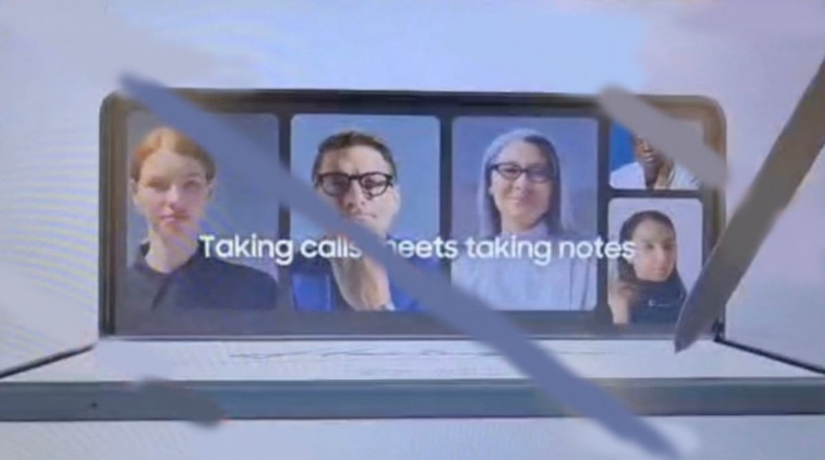 ▲갤럭시Z폴드3의 유출 이미지. S펜의 활용성을 보여주고 있다.  ( 출처=Alvin(@sondesix) 트위터)