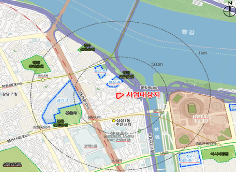 ▲서울 강남구 삼성동 98번지 일대 가로주택정비사업 위치도.  (자료 제공=서울시)