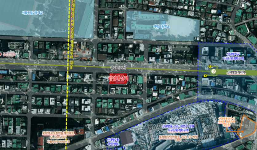 ▲서울 동작구 대방동 일대 역세권 청년주택사업 위치도. (자료제공=서울시 )