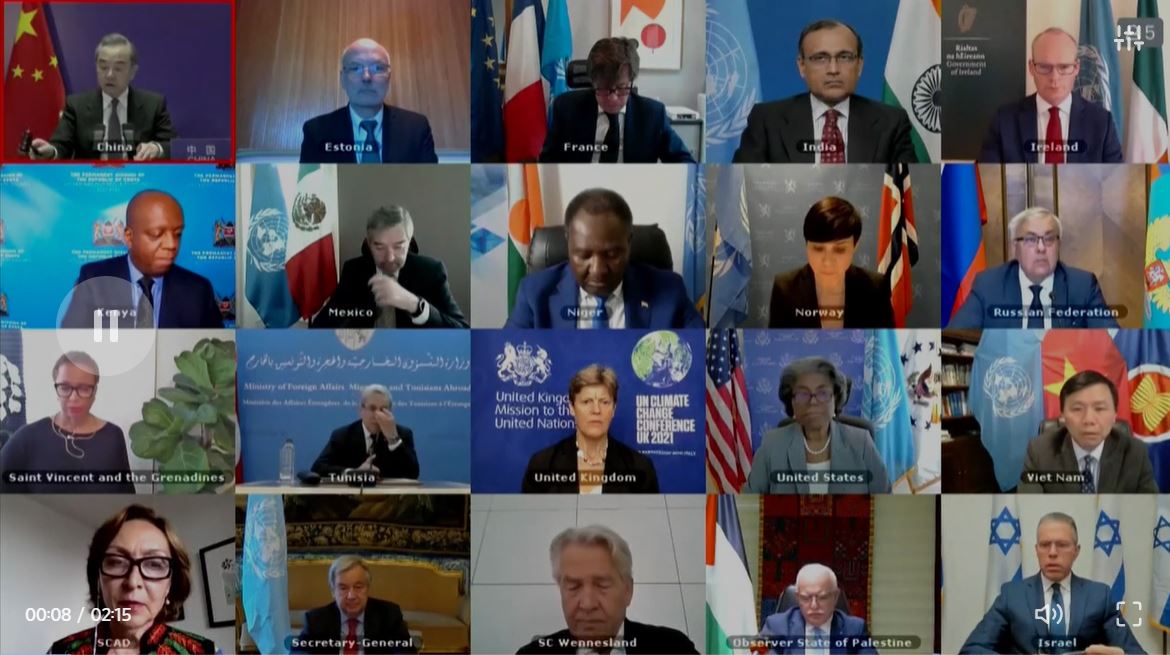 ▲16일(현지시간) 이-팔 사태 논의를 위한 유엔 안보리 화상회의가 진행되고 있다. 유로뉴스 영상 캡처