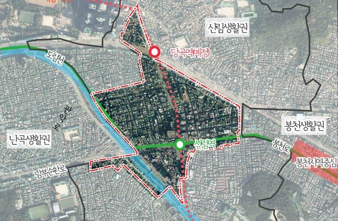 ▲서울 관악구 신림지구중심 지구단위계획 재정비 구역 (자료제공=관악구청)