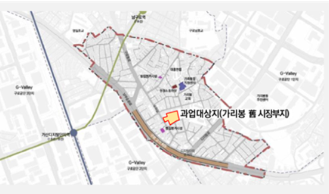 ▲서울 구로구 가리봉시장 내 복합개발 위치도.   (자료 제공=서울시)