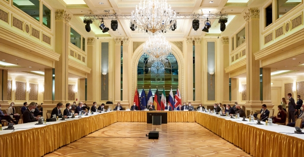 ▲지난달 6일 오스트리아 빈에서 이란 핵합의(JCPOA·포괄적 공동행동계획) 공동위원회 참가국 회의가 열리고 있다. 빈/로이터연합뉴스