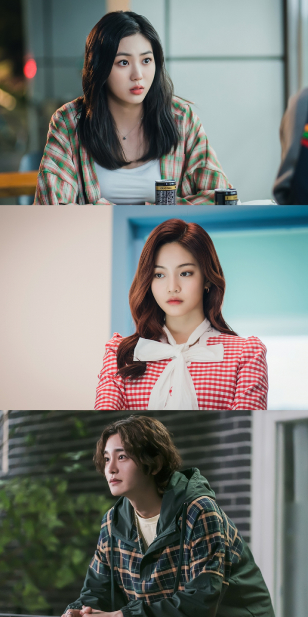 ▲‘멀리서 보면 푸른 봄’ 권은빈-우다비-최정우(사진제공=빅토리콘텐츠, 에이에이치엔스튜디오)