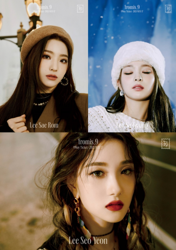 ▲프로미스나인 이새롬·이서연·이나경(사진제공=프로미스나인 공식 SNS)