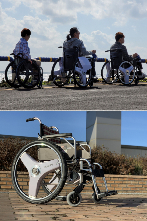 ▲현대차그룹이 ‘자율주행 휠체어’ 개발 및 실증에 나선다. 사진은 현대차그룹이 기존 전동 휠체어의 성능을 개선하고 자율주행기술을 휠체어에 대입, 시범운용 중인 모습.  (사진제공=현대차그룹)
