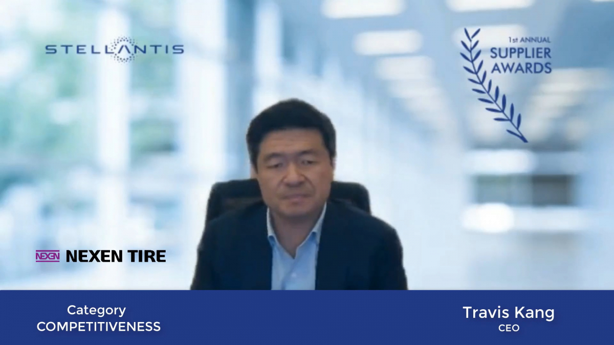 ▲강호찬 넥센타이어 부회장이 온라인으로 열린 시상식에서 수상소감을 발표하고있다. 

  (사진제공=넥센타이어)