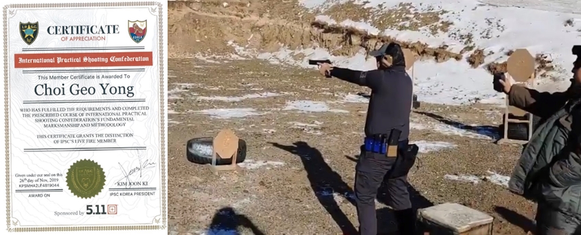 ▲최거용 프로의 자격증과 사격 모습 (사진제공=삼성SDI)