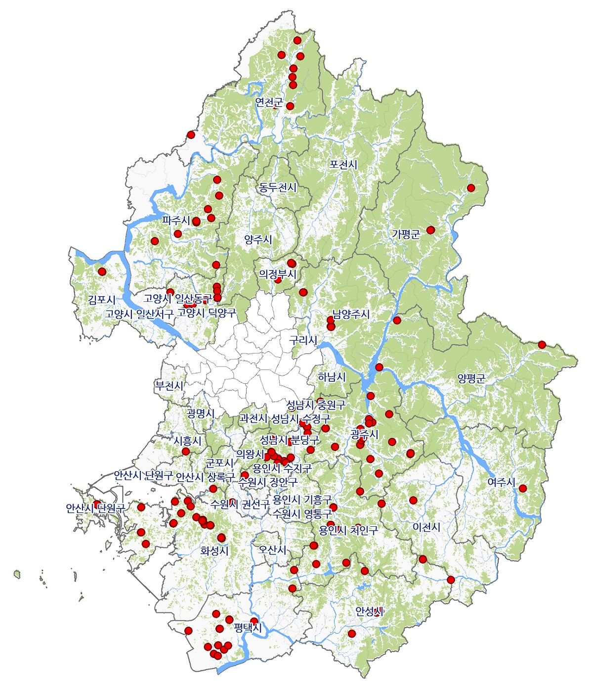 ▲경기도 내 토지거래허가구역 지형도면 (자료제공=경기도청)