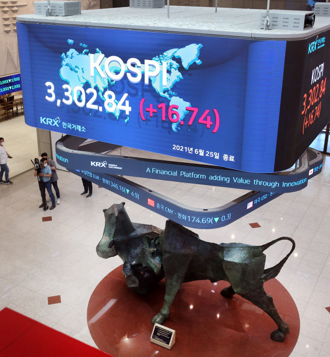 ▲25일 코스피 지수는 전일대비 16.74p(0.51%) 상승한 3302.84로 장을 마감했다. (자료 = 한국거래소)