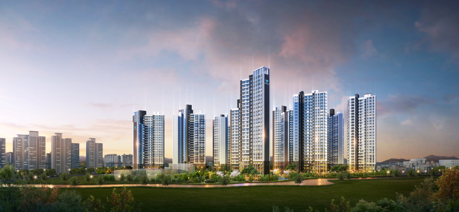 ▲'아산 한라비발디 스마트밸리' 아파트 투시도. 