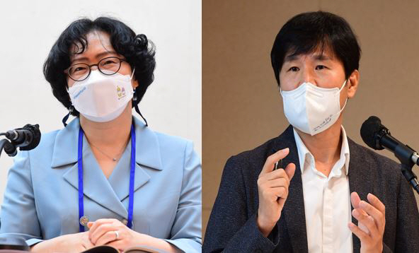 ▲윤순진 탄소중립위원회 위원장(왼쪽)과 이창훈 그린뉴딜연구단장
