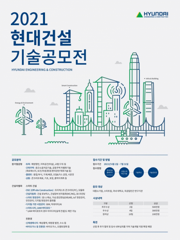 ▲'2021 현대건설 기술공모전' 포스터 (사진제공=현대건설)