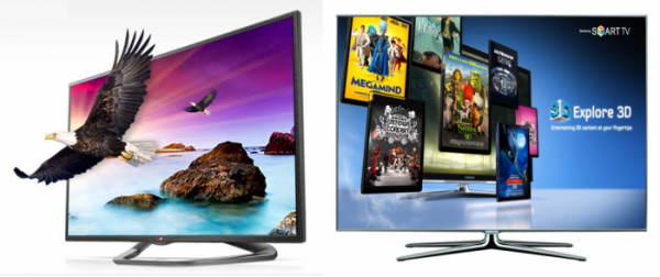 ▲2010년대 LG전자(왼)와 삼성전자가 각각 출시했던 3D TV 제품의 모습 (사진제공=각 사)