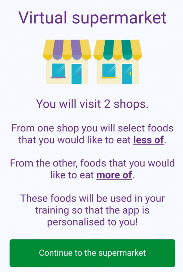 ▲가상 슈퍼마켓(Virtual supermarket) 게임 시작 화면 (애플리케이션 캡처)