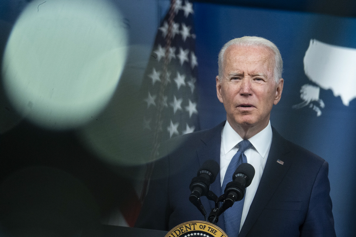 ▲조 바이든 미국 대통령이 6일(현지시간) 백악관에서 백신 접종 계획을 발표하고 있다. 워싱턴D.C./UPI연합뉴스