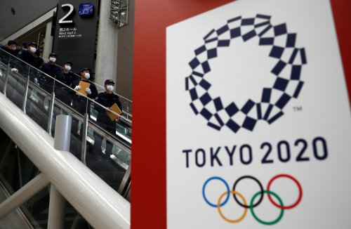 ▲일본 도쿄에 위치한 올림픽 메인 프레스 센터에 올림픽 상징 오륜기가 보인다. 도쿄/로이터연합뉴스
