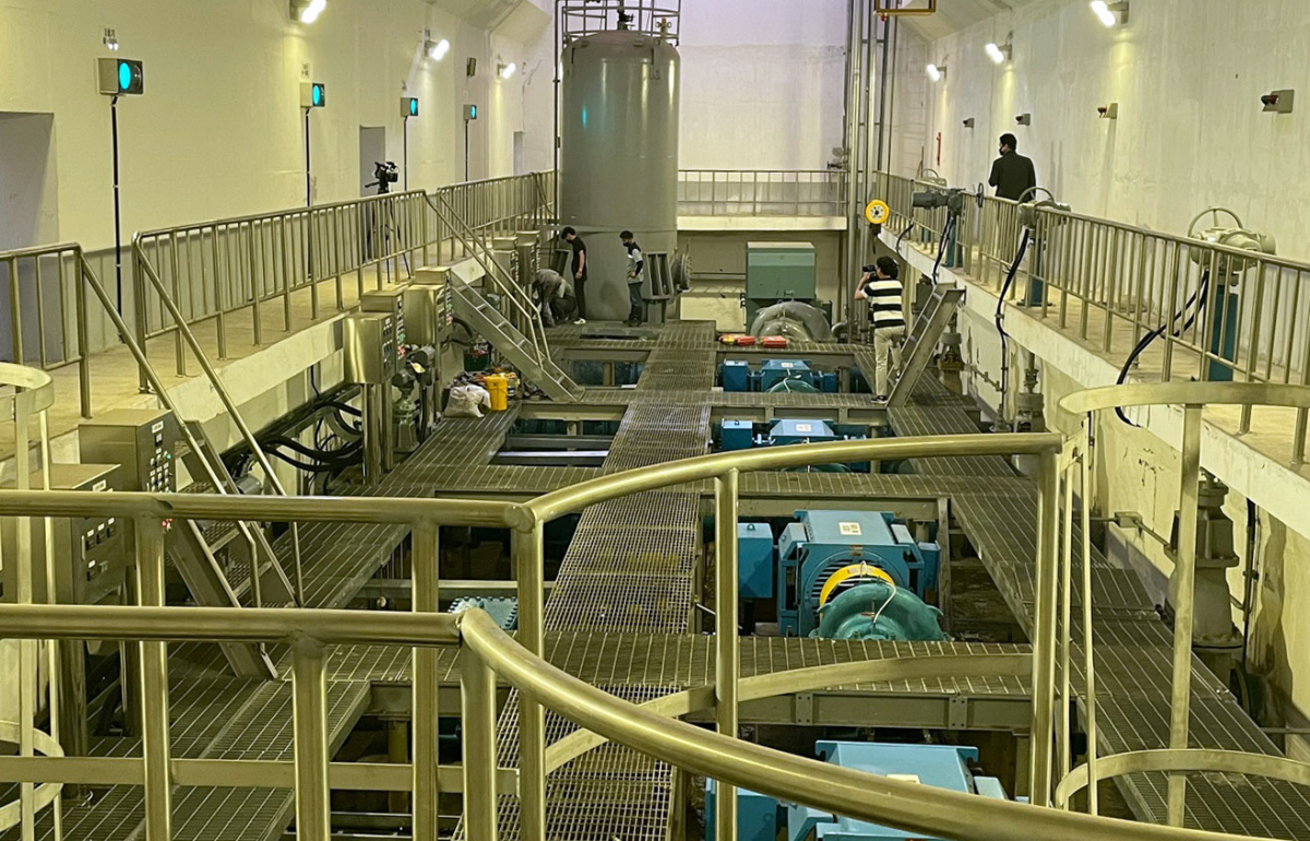 ▲9일 소양취수장에서 긴급 보수 공사가 이뤄지고 있다. (연합뉴스)