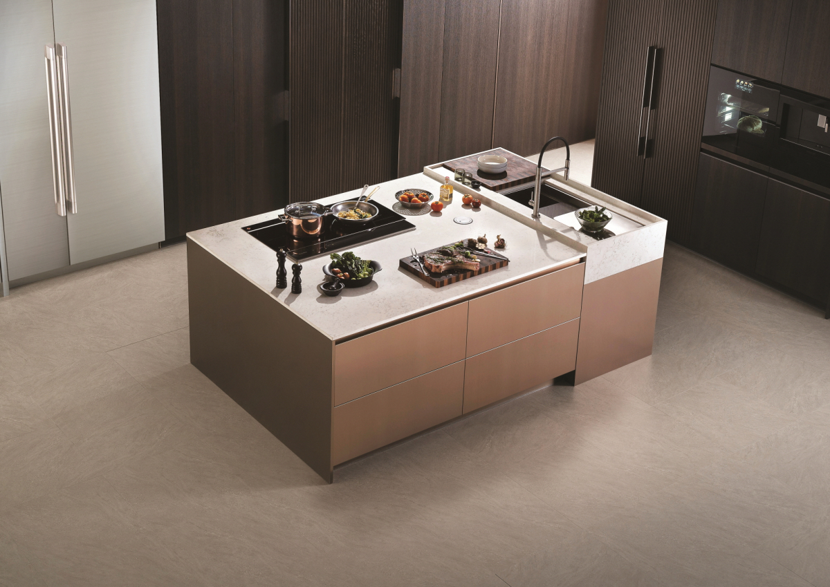 ▲LX하우시스의 '제니스9 셰프다이닝'을 적용한 주방 모습. (사진제공=LX하우시스)