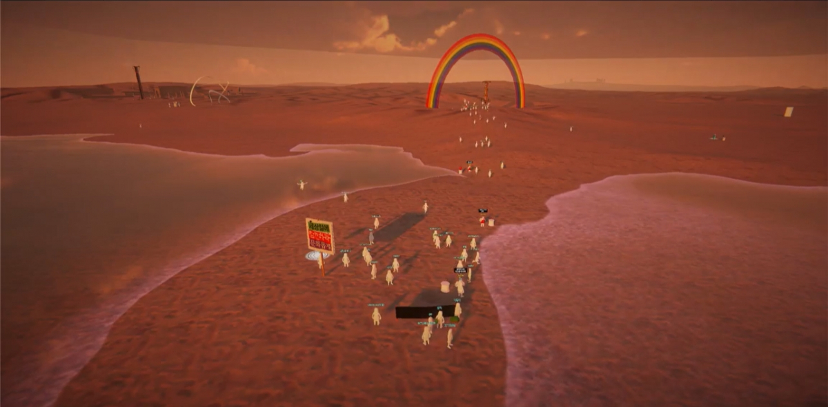 ▲타투 합법화를 촉구하는 메타버스 시위 참가자들이 온라인 공간에서 행진을 하고 있다.
 (사진제공=문화연대)