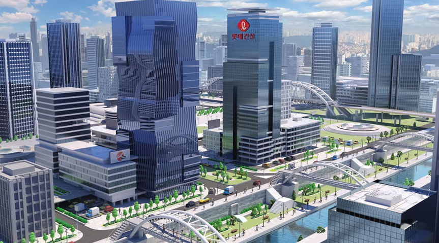 ▲롯데건설이 건설업계 최초로 직방과 손을 잡고 '메타버스'를 활용한 부동산 프롭테크 활성화에 나선다. 롯데건설이 직방과 함께 구현한 가상공간 이미지. (자료 제공=롯데건설)