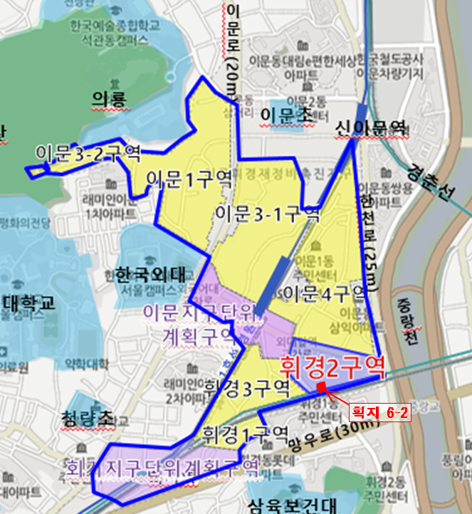 ▲서울시가 동대문구 휘경2구역 내 공지로 남아있는 종교시설 용지를 효율적으로 사용할 수 있게 용도를 변경했다. 서울 동대문구 휘경2구역 위치도. (자료 제공=서울시 )