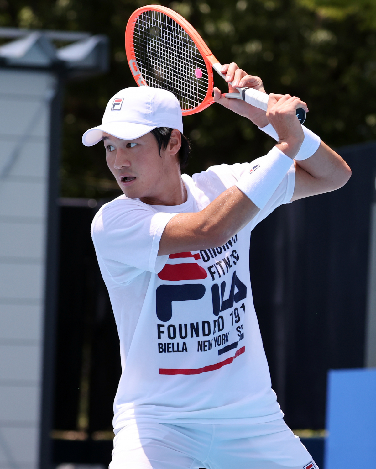 ▲테니스 국가대표 권순우가 20일 일본 도쿄 아리아케 테니스파크에서 훈련을 하고 있다. 연합뉴스 