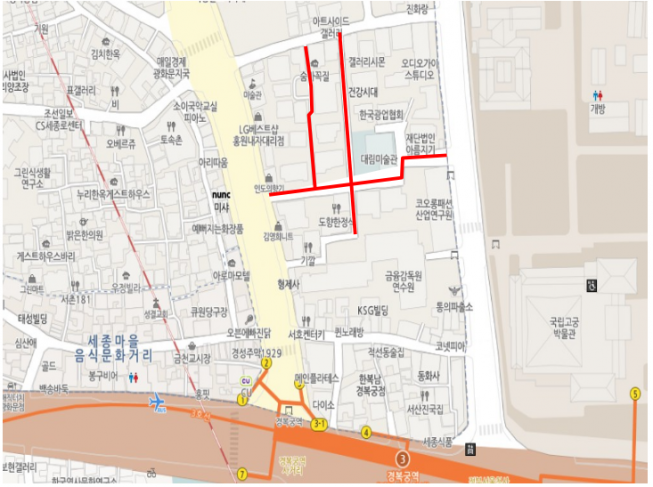 ▲서울 종로구 자하문로 일대 도시경관사업 위치도. (자료제공=서울시)