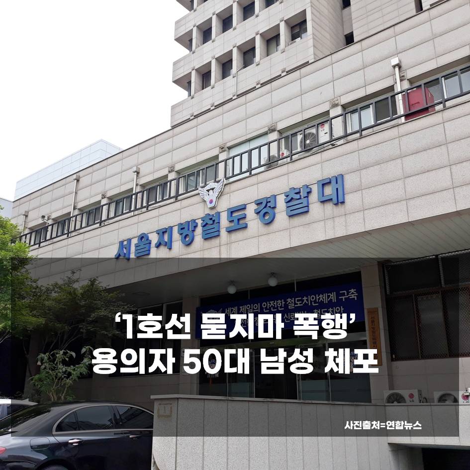 ▲1호선 지하철에서 처음 본 20대 여성을 폭행한 50대 남성이 철도경찰대에 체포됐다. (연합뉴스)