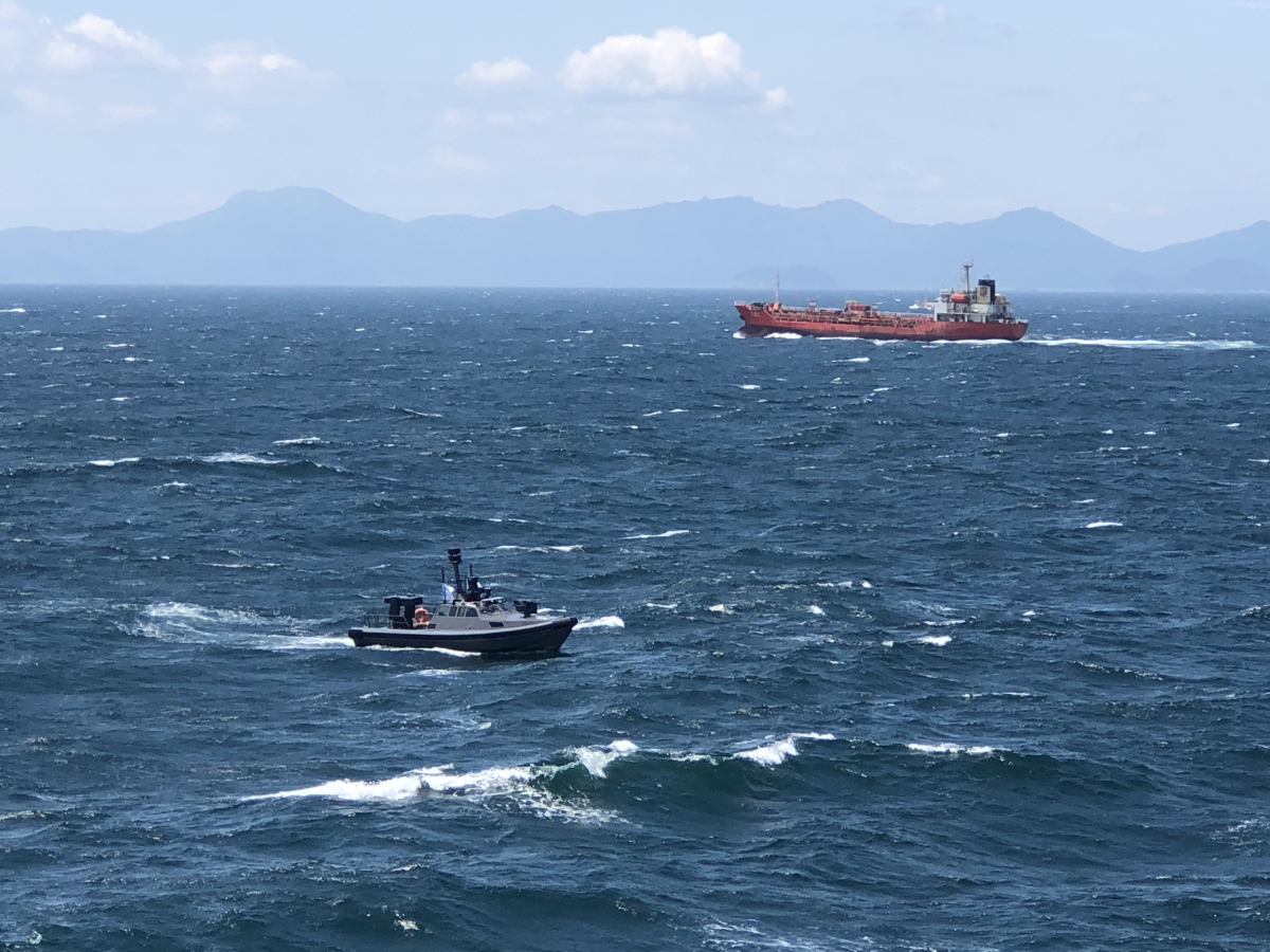 ▲LIG넥스원이 해검-3의 실해역 내항성능을 시험하고 있다. (사진제공=LIG넥스원)