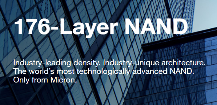 ▲마이크론의 176단 낸드 제품 소개 페이지 (사진출처=마이크론 홈페이지 캡처)