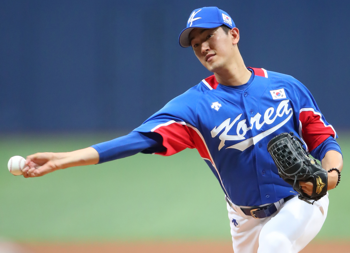 ▲2020 도쿄올림픽 야구 준결승 한일전에서 한국팀 선발 투수로 나서는 고영표. (연합뉴스)