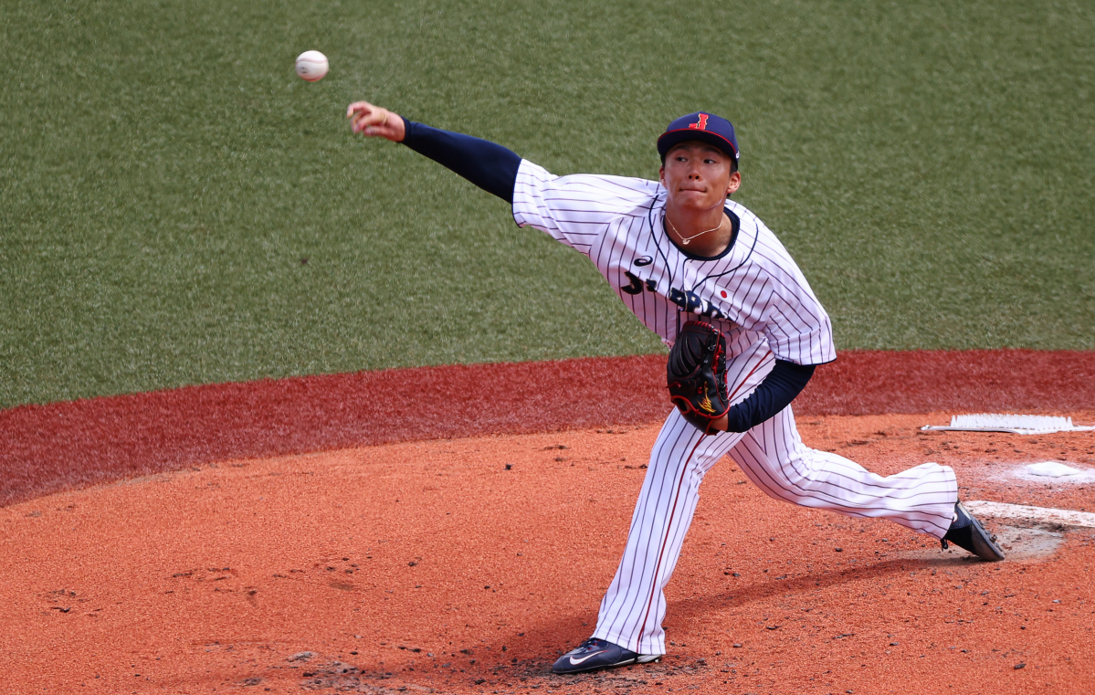 ▲2020 도쿄올림픽 야구 준결승 한일전에서 일본팀 선발 투수로 나서는 야마모토 요시노부. (연합뉴스)