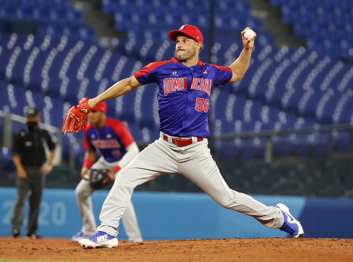 ▲ 1일 일본 요코하마 스타디움에서 열린 도쿄올림픽 야구 한국과 도미니카공화국의 토너먼트 1라운드에서 도미니카공화국 선발투수 라울 발데스가 공을 던지고 있다. (연합뉴스)