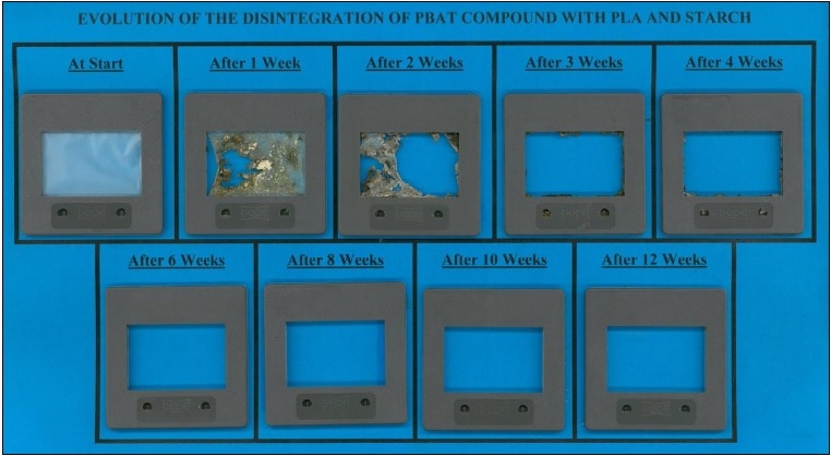 ▲그린바이오와 광주과학기술원(GIST)이 공동연구한 기간별 생분해 테스트 결과. (사진제공= 그린바이오)