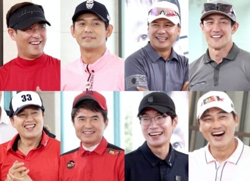 ▲'골프왕' 김성수, 오지호, 손지창, 한정수, 김광규, 홍서범, 송영규, 홍성흔(사진제공=TV조선)