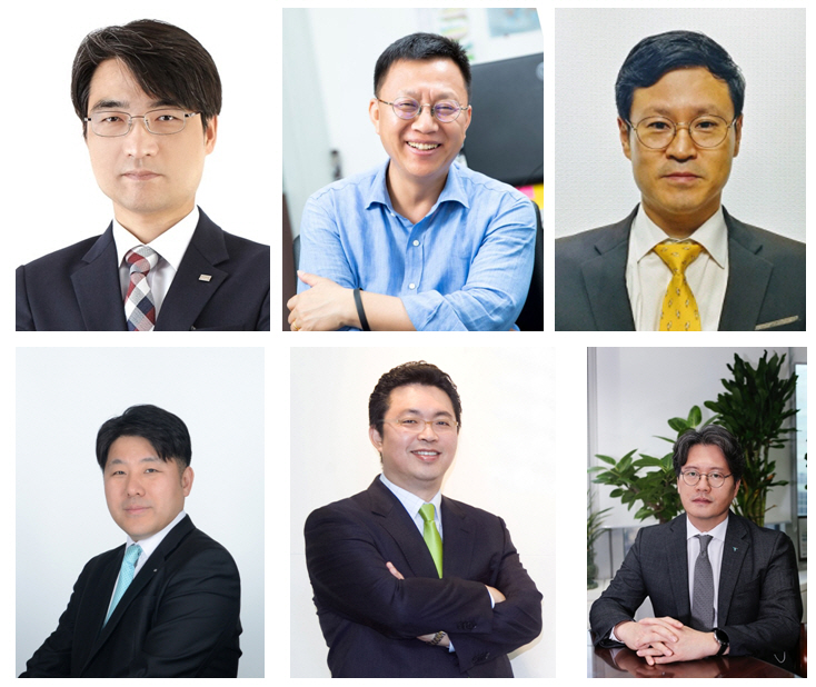 ▲(왼쪽 첫 번째 줄) 서철수 미래에셋증권 리서치센터장, 정용택 IBK투자증권 리서치본부장, 김지산 키움증권 리서치센터장. ▲(왼쪽 두 번째 줄) 노근창 현대차증권 리서치센터장, 윤지호 이베스트투자증권 리서치 센터장, 황승택 하나금융투자 리서치센터장.
