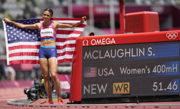 ▲4일 열린 2020 도쿄올림픽 육상 여자 400m 허들에서 세계기록(51.46초)을 경신한 시드니 매클로플린(미국·21) (연합뉴스)
