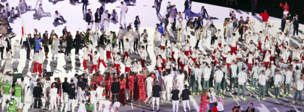 ▲7월 23일 도쿄 신주쿠 국립경기장에서 열린 2020 도쿄올림픽 개막식에서 일본 선수단이 입장하고 있다. (도쿄(일본)=뉴시스)