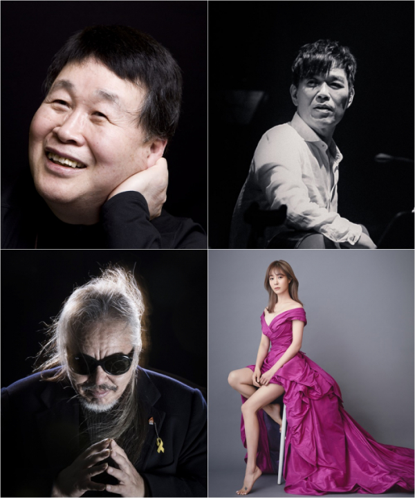 ▲송창식‧함춘호‧전인권 밴드‧옥주현(사진제공=각 소속사)