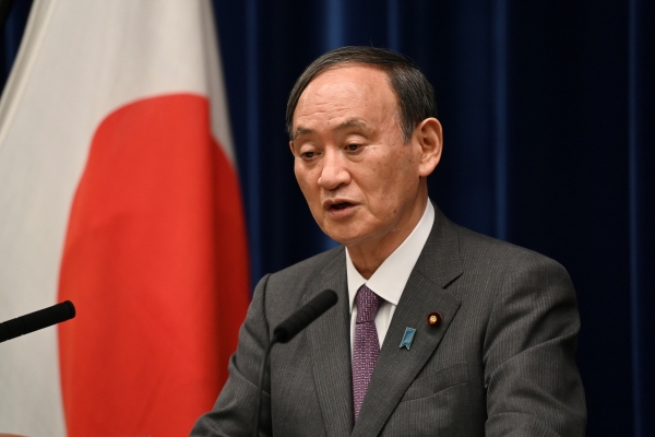 ▲스가 요시히데 일본 총리가 25일 기자회견을 하고 있다. 도쿄/로이터연합뉴스