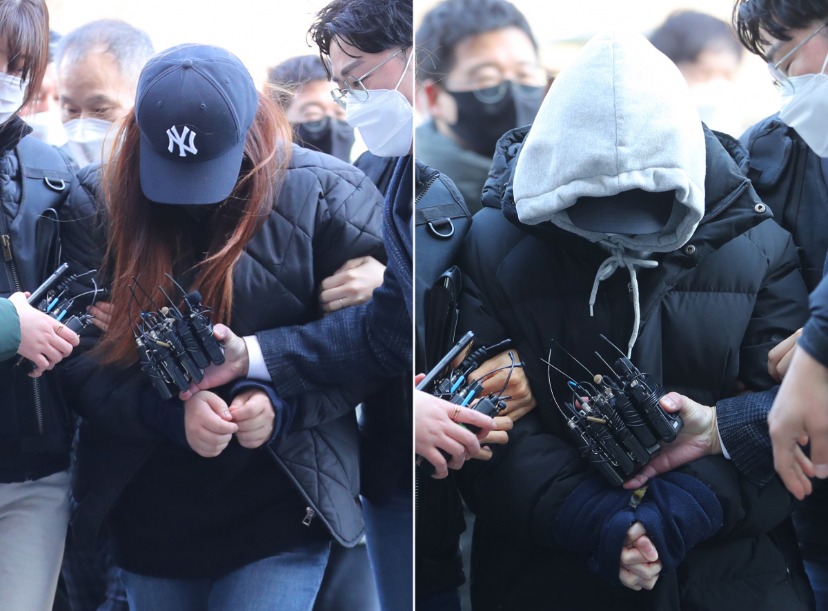 ▲인천 국공립 어린이집에서 장애아동 등을 상습 학대한 혐의를 받는 보육교사들이 2월 인천 미추홀구 인천지방법원에서 열린 구속 전 피의자 심문에 출석하고 있다. (뉴시스)